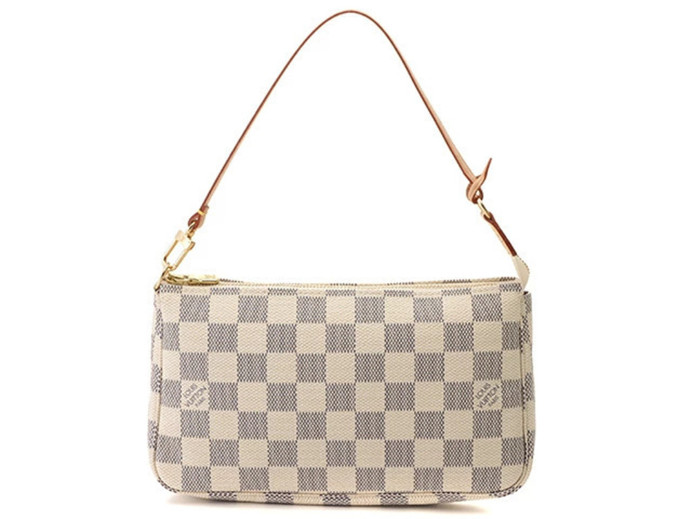 LOUIS VUITTON Pochette Accessoires Pouch Clutch Handbag Damier Azur White